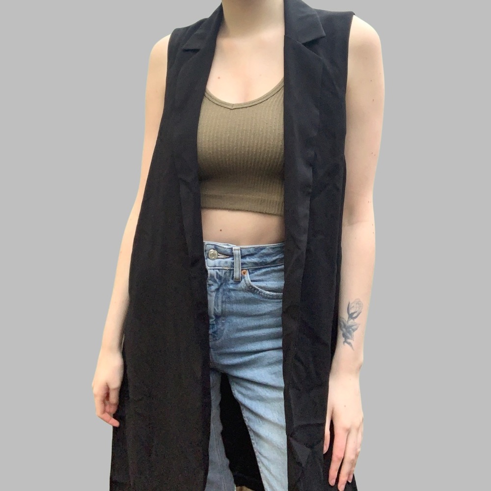 Topshop side slit black dressy vest